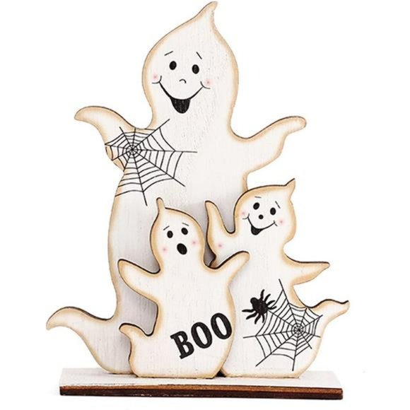 Halloween Ghost Witch Wooden Table Sign Vintage Table Centerpieces (1PCS, D) - Picture 1 of 6
